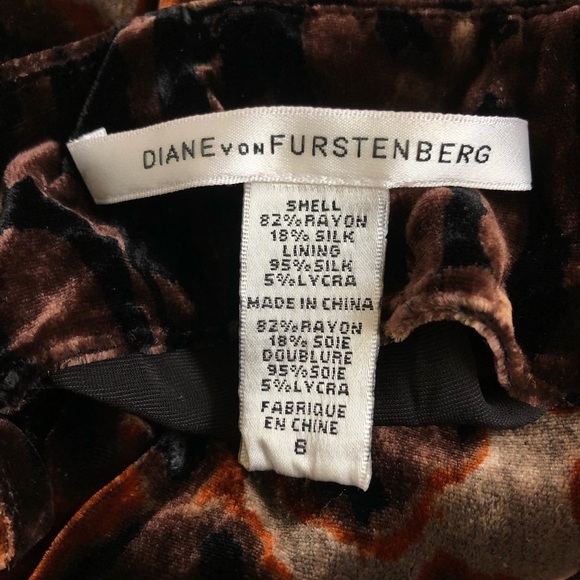 DVF Diane Von Furstenberg Wilma Joon Brown Velvet Leopard Print Dress EUC Size 8 - Picture 7 of 9